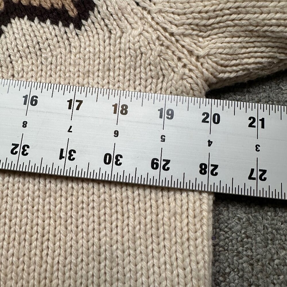 NorthCrest Wool Blend Nordic Fair Isle Brown Cottagecore Wool Mix Sweater Large - Picture 3 of 5